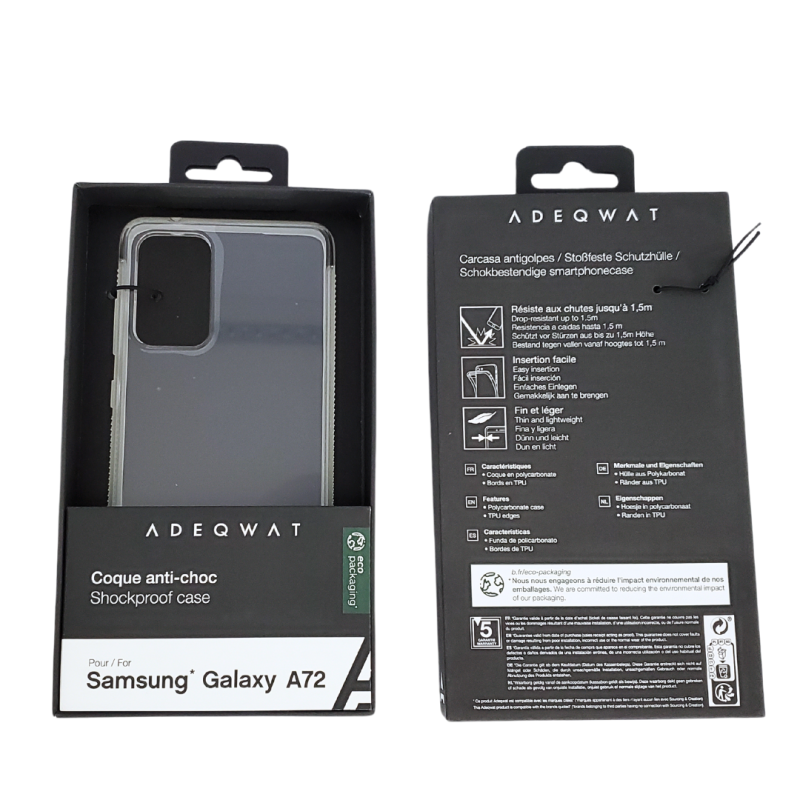 Coque Antichoc Transparent ADEQWAT pour Samsung Galaxy A72 — Accessoire · Smarty Paris 18e